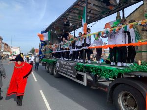 A float on the Manchester St Patrick’s Day Parade 2023