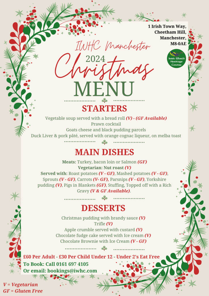 IWHC Menu for Christmas Dinner 2024